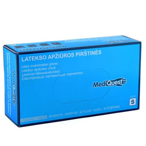 Pirštinės lateksinės nesterilios MediQuest S N100 be pudros | Mano Vaistinė