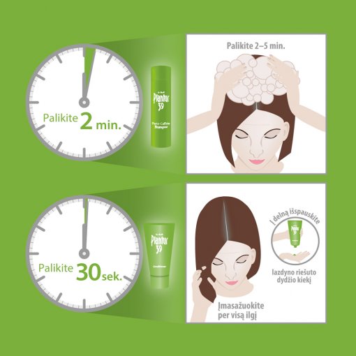 Plaukų priežiūros priemonė, kondicionierius PLANTUR 39, kondicionierius su kofeinu dažytiems ir pažeistiems plaukams, 150ml | Mano Vaistinė