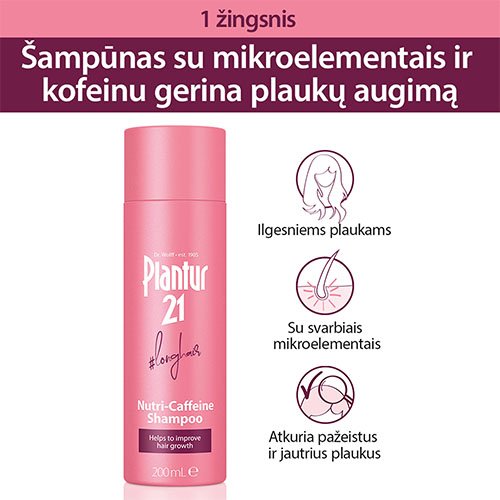 PLANTUR 21  šampūnas su kofeinu LONG HAIR, 200ml | Mano Vaistinė