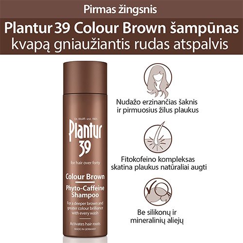 PLANTUR 39 plaukų šampūnas Color broun , 250ml | Mano Vaistinė