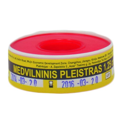 Medvilninis pleistras Pleistras AZAS plastmasinėje ritėje 1.25 cm x 5 m, N1 | Mano Vaistinė