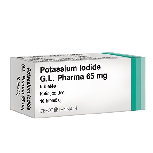 Kalio Jodido tabletės, Potassium iodide G.L. Pharma 65mg 10 vnt.