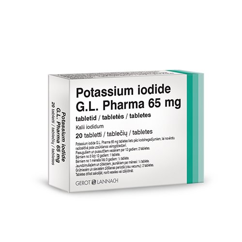 Jodo tabletės skydliaukei Kalio jodido tabletės, Potassium iodide 65mg, 20 vnt. | Mano Vaistinė
