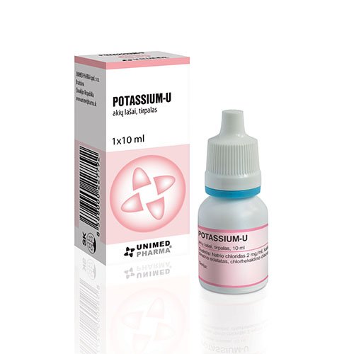 Preparatas akims Potassium-U 2 % akių lašai, tirpalas, 10 ml | Mano Vaistinė