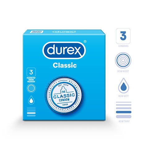 Prezervatyvai Prezervatyvai DUREX Classic, N3 | Mano Vaistinė