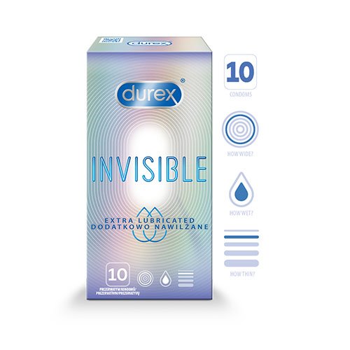 Prezervatyvai Prezervatyvai DUREX Invisible Extra Lubricated, N10 | Mano Vaistinė