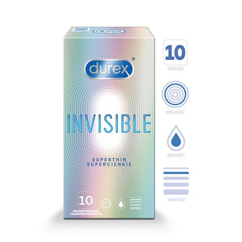 Prezervatyvai Prezervatyvai DUREX Invisible Extra Sensitive, N10 | Mano Vaistinė