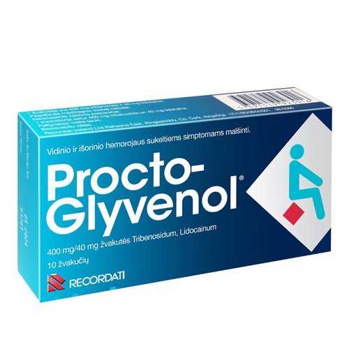 Procto-Glyvenol 400/40mg žvakutės N10 | Mano Vaistinė