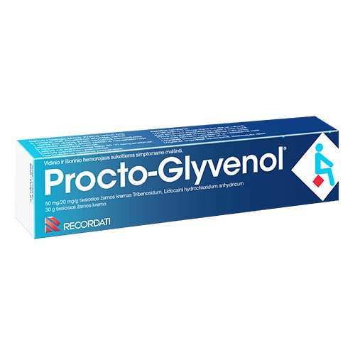 Kremas hemorojaus simptomams mažinti Procto-Glyvenol 50 mg/20 mg/g kremas, 30 g | Mano Vaistinė