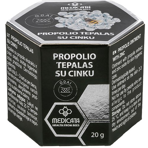 Žiedadulkės, bičių produktas Propolio tepalas su cinku, 20 g | Mano Vaistinė