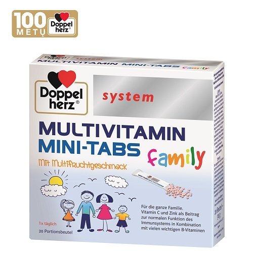 Doppelherz system Multivitamin Mini - Tabs family Direct paketėliai N20 | Mano Vaistinė