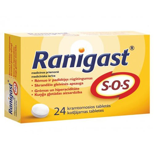 Ranigast S-O-S kramtomosios tabletės N24 | Mano Vaistinė