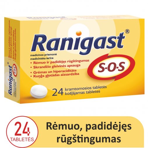 Ranigast S-O-S kramtomosios tabletės N24 | Mano Vaistinė