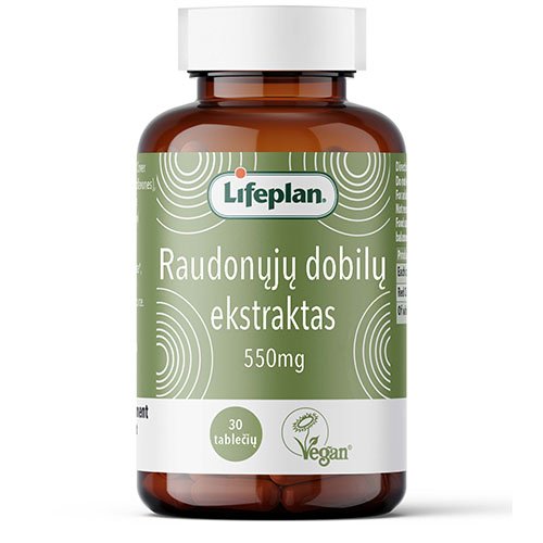 Maisto papildas moterims Lifeplan Raudonųjų dobilų ekstraktas (Red Clover) 550 mg N30 | Mano Vaistinė