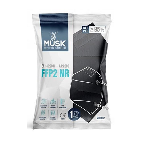 Respiratorius apsauginis MUSK, FFP2 (Black), 10 vnt. | Mano Vaistinė
