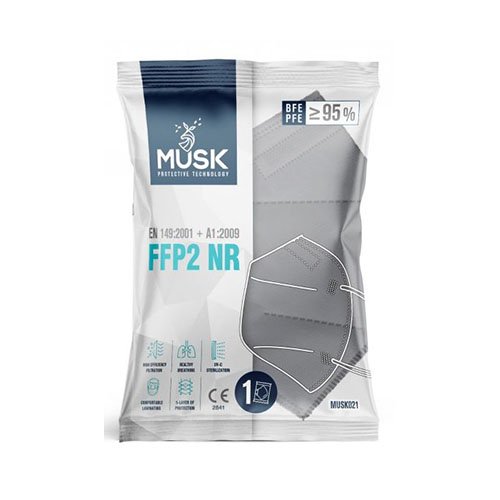 Respiratorius apsauginis MUSK, FFP2 (Grey), 10 vnt. | Mano Vaistinė