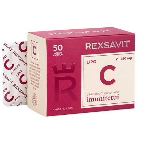 Liposominis vitaminas C 250 mg REXSAVIT LIPO, 50 kaps. | Mano Vaistinė