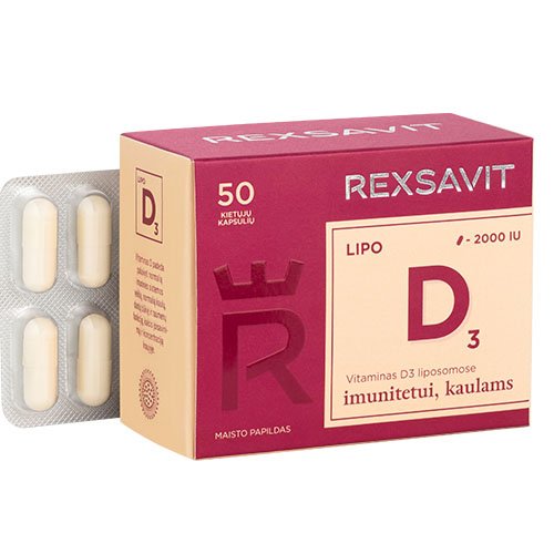 Liposominis vitaminas D3 2000, TV REXSAVIT LIPO, 50 kaps. | Mano Vaistinė
