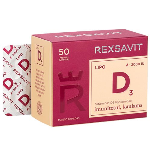 Liposominis vitaminas D3 2000, TV REXSAVIT LIPO, 50 kaps. | Mano Vaistinė