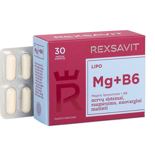 Liposominis magnis su vitaminu B6 REXSAVIT LIPO, 30 kaps. | Mano Vaistinė
