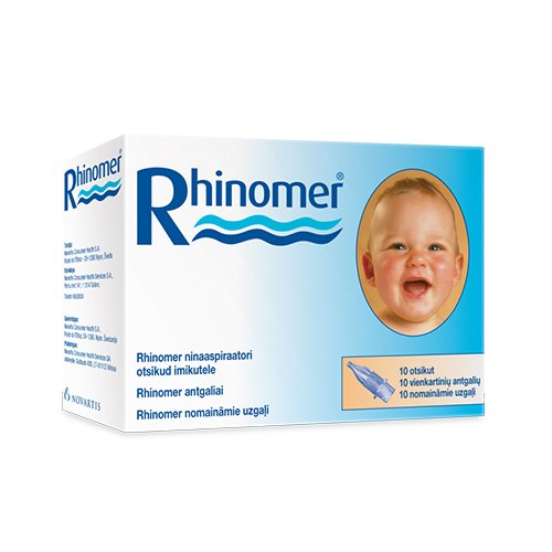 Vaikų higienai Rhinomer nosies gleivių aspiratoriaus antgaliai, N10 | Mano Vaistinė