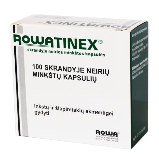 Lytinę ir šlapimo sistemas veikiantys vaistai Rowatinex kapsulės, minkštos, akmenligei gydyti, N100 | Mano Vaistinė