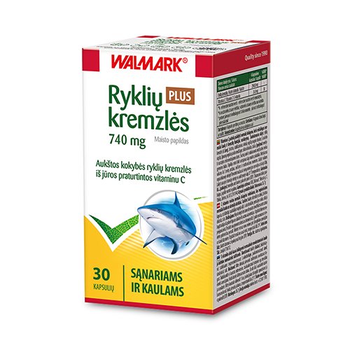 Maisto papildas sąnariams Ryklio kremzlės 740 mg kapsulės, N30 | Mano Vaistinė