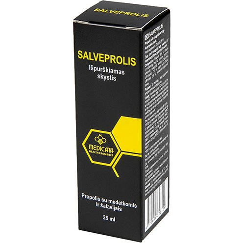 Žiedadulkės, bičių produktas Salveprolis purškalas gerklei, 25 ml | Mano Vaistinė