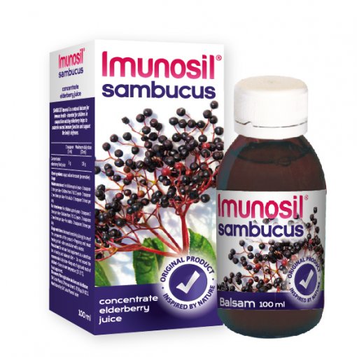 Maisto papildas imunitetui, antioksidantas Sambucus Imunosil, šeivamedžių uogų sulčių balzamas, 100 ml | Mano Vaistinė