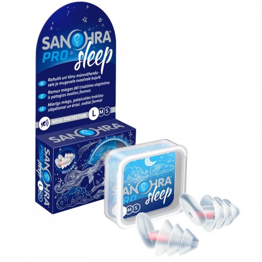 Veiksmingai sumažina triukšmą Ausų kištukai miegui SANOHRA PRO SLEEP L, 2 vnt. | Mano Vaistinė