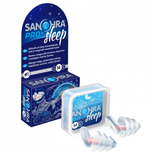 Veiksmingai sumažina triukšmą Ausų kištukai miegui SANOHRA PRO SLEEP M, 2 vnt. | Mano Vaistinė