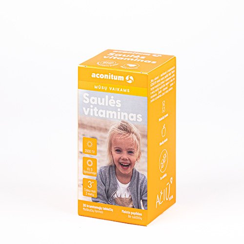 Saulės vitaminas, vaikams, 30 kramtomų tablečių | Mano Vaistinė