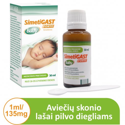 Maisto papildas virškinimui Simetigast Forte Baby aviečių skonio geriamieji lašai, 30 ml | Mano Vaistinė