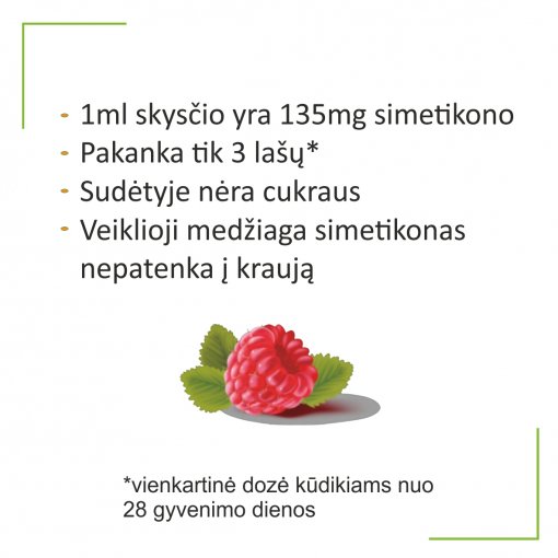 Maisto papildas virškinimui Simetigast Forte Baby aviečių skonio geriamieji lašai, 30 ml | Mano Vaistinė