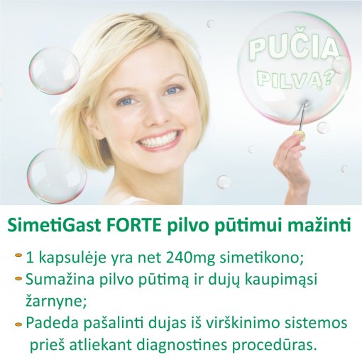 Maisto papildas virškinimui Simetigast Forte 240 mg kapsulės, N10 | Mano Vaistinė