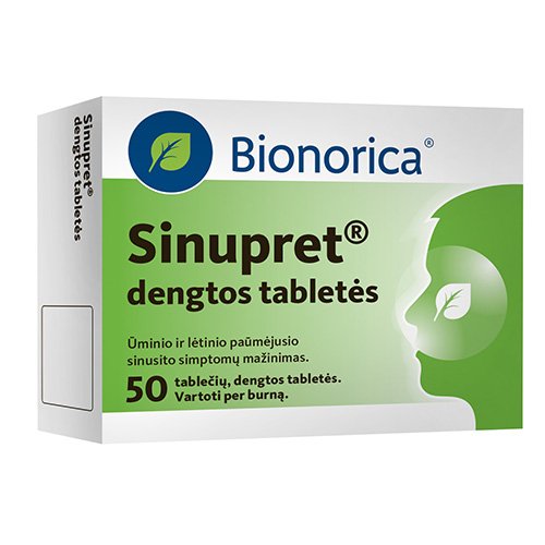 Kvėpavimo takams skirtas vaistas Sinupret dengtos tabletės, N50 | Mano Vaistinė