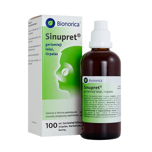 Kvėpavimo takams skirtas vaistas Sinupret geriamieji lašai, tirpalas, 100 ml | Mano Vaistinė