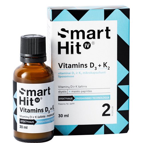 Maisto papildas SmartHit IV Vitamin D3+K2, 30 ml | Mano Vaistinė