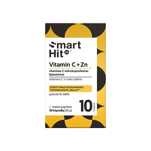 SmartHit IV Vitamino C ir cinko kapsulės, 30 kap. | Mano Vaistinė