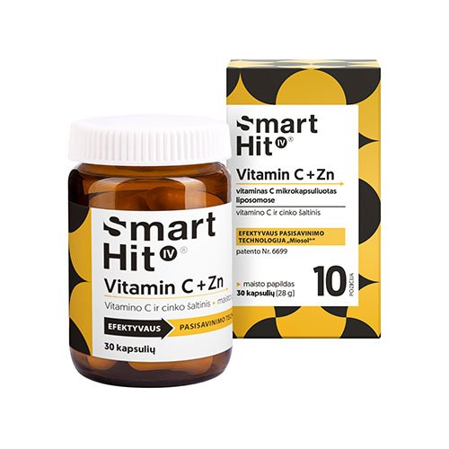 SmartHit IV Vitamino C ir cinko kapsulės, 30 kap. | Mano Vaistinė