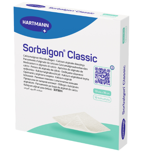 Tvarstis žaizdoms Kalcio alginato tvarstis SORBALGON CLASSIC 10x10 cm 10 vnt. | Mano Vaistinė