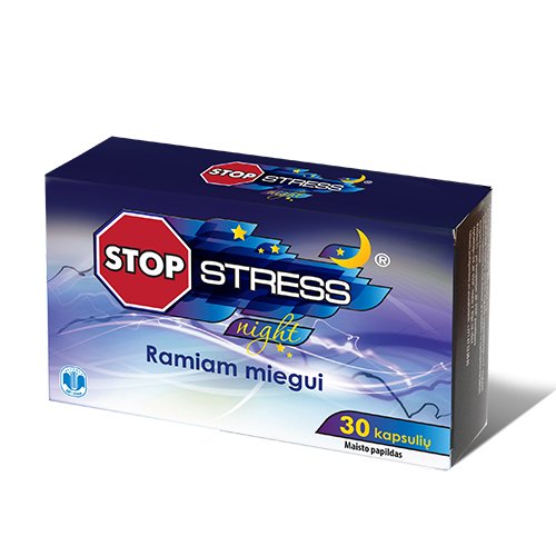 Maisto papildas ramiam miegui su melatoninu Stop Stress Night kapsulės N30 | Mano Vaistinė