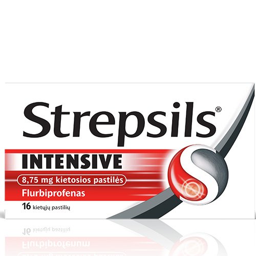 Vaistas nuo gerklės skausmo Strepsils Intensive pastilės, N16 | Mano Vaistinė