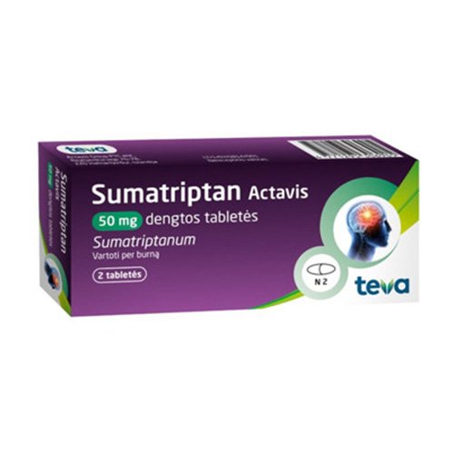 Sumatriptan Actavis 50mg dengtos tabletės N2 | Mano Vaistinė
