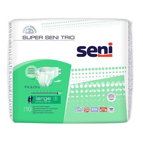 Sauskelnės suaugusiems Seni Super TRIO Premium L N10  | Mano Vaistinė