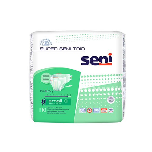 Sauskelnės suaugusiesiems Super Seni TRIO S (premium) sauskelnės suaugusiems N10 | Mano Vaistinė