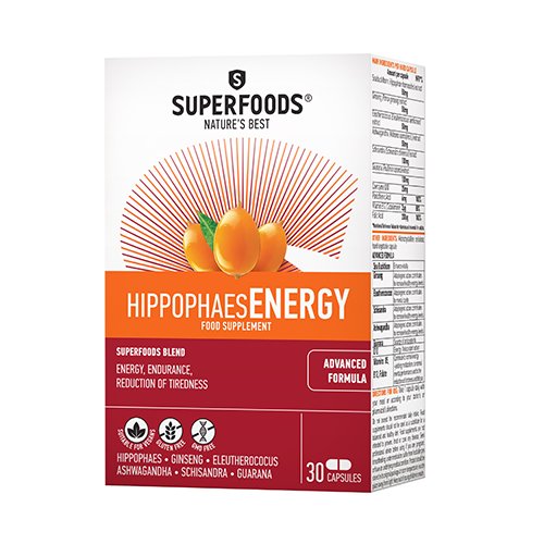 Maisto papildas energijai SUPERFOODS Hippophaes ENERGY, 30 kapsulių | Mano Vaistinė