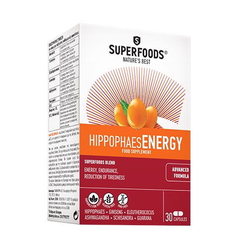 Maisto papildas energijai SUPERFOODS Hippophaes ENERGY, 30 kapsulių | Mano Vaistinė