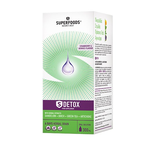 Geriamas augalinių ekstraktų derinys, specializuotas maisto papildas Detoksikacijai ir svorio mažinimui SUPERFOODS SDETOX, 300 ml | Mano Vaistinė