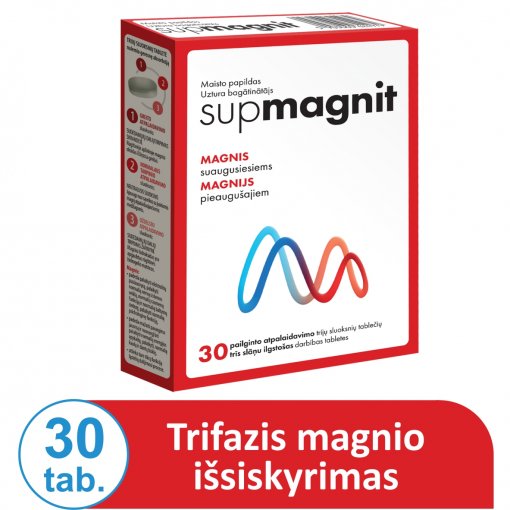 Magnis SUPMAGNIT, 30 pailginto atpalaidavimo tablečių | Mano Vaistinė